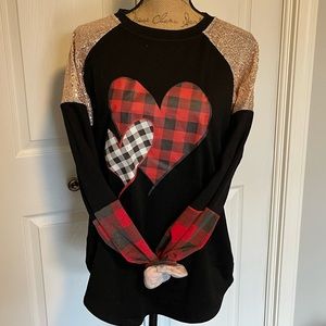 Womens lightweight sweatshirt. Gold sequins on shoulders. Tunic. Never worn.